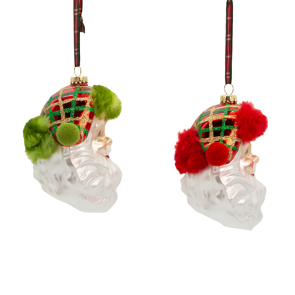 Plaid Santa Head Ornament