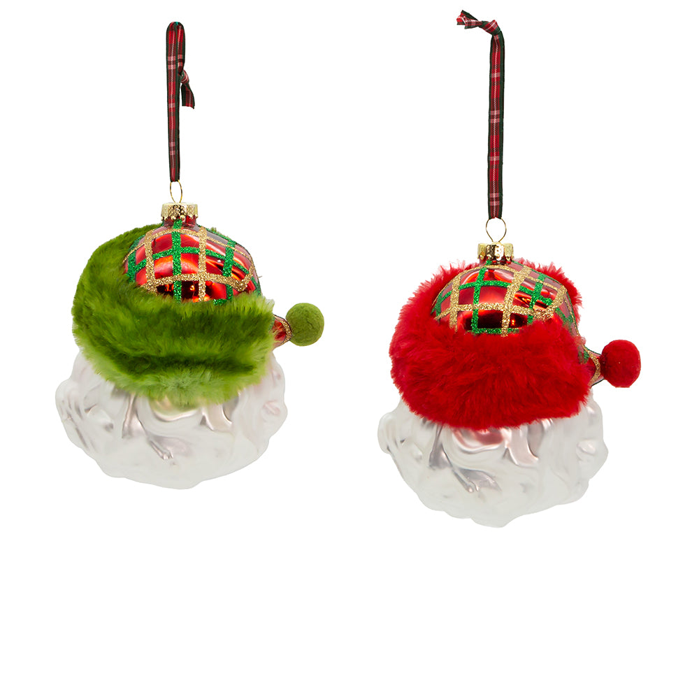 Plaid Santa Head Ornament