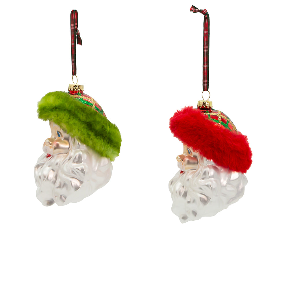 Plaid Santa Head Ornament