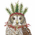 Cocktail napkin with artwork by Vicki Sawyer of an owl printed on it. 