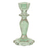 Green pressed glass taper candle holder.