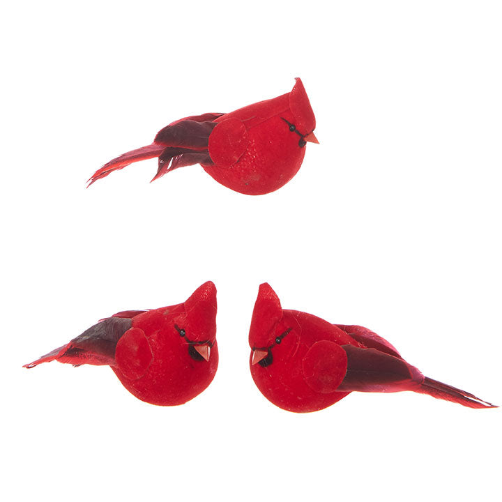 3 of the 4.5" cardinal clip on ornaments