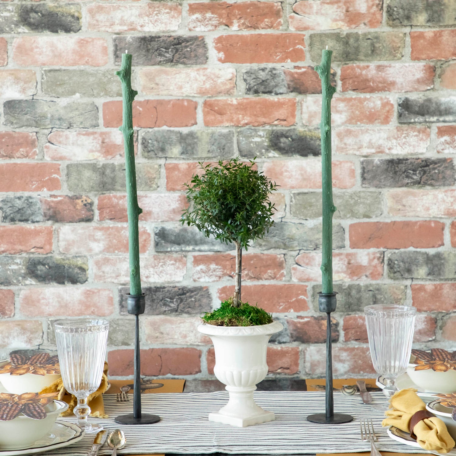 Hemlock Stick Candles, Set of 2