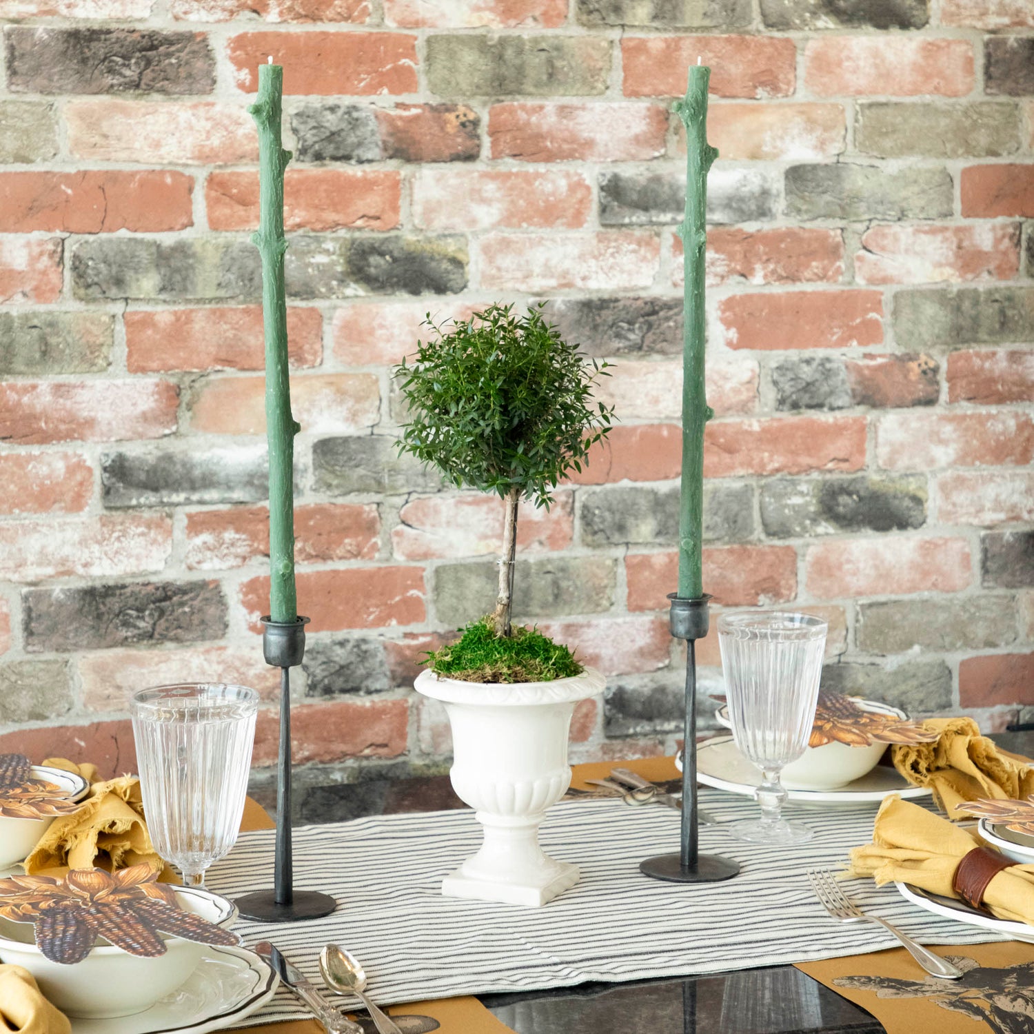 Hemlock Stick Candles, Set of 2