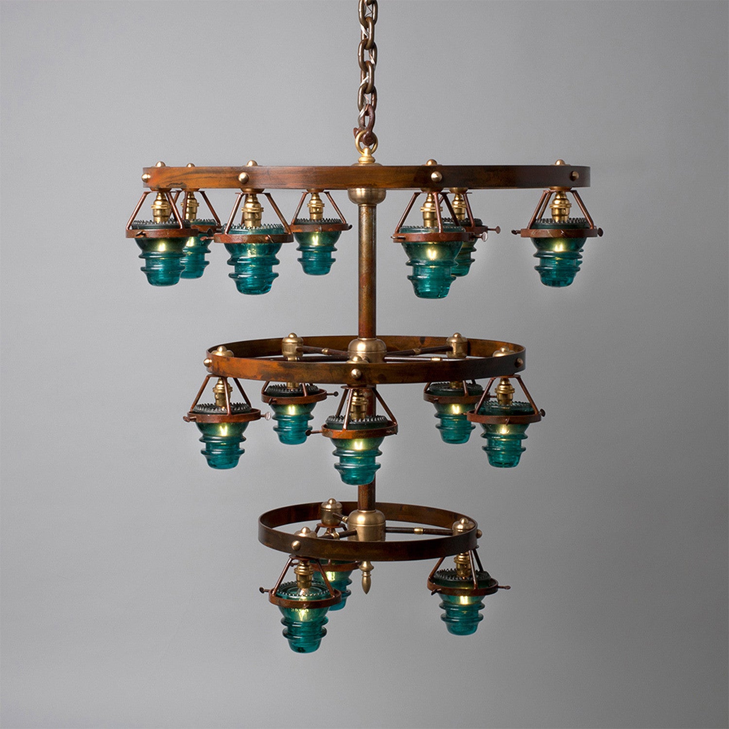 Triple Telegraph Chandelier