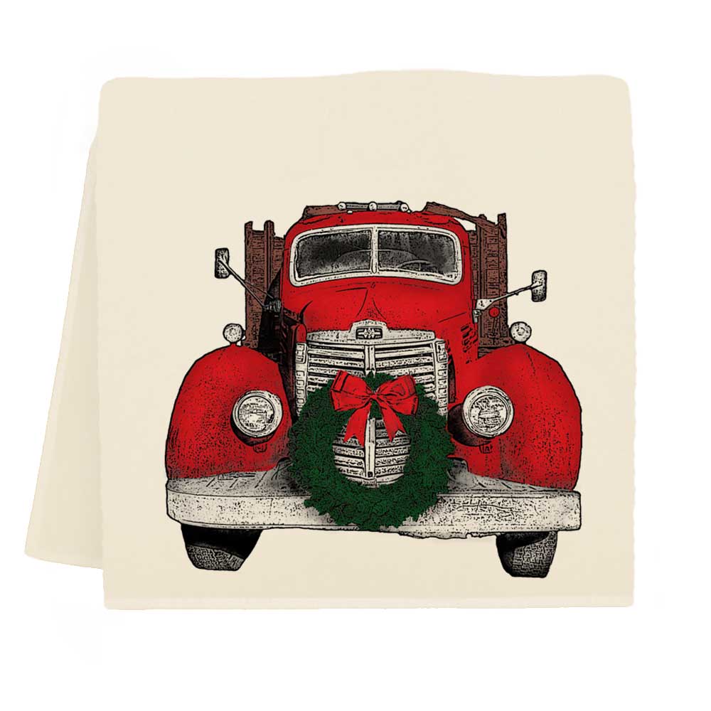 Truck with Wreath Tea Towel