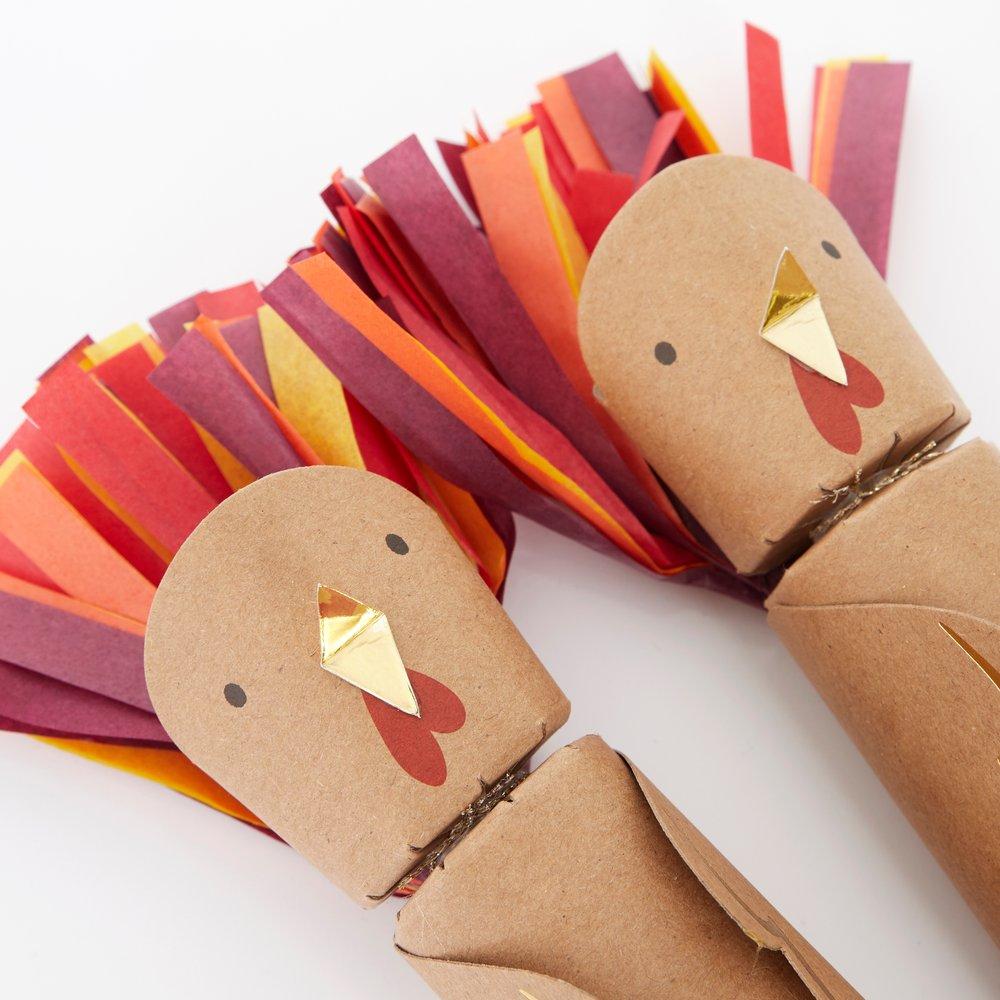 Close up of faces on the Turkey Crackers