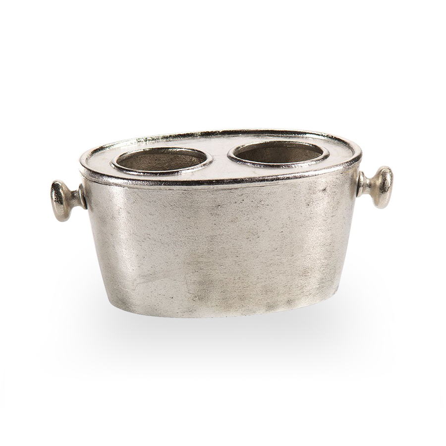 A Zodax Two Bottle Aluminum Wine Holder on a white background.