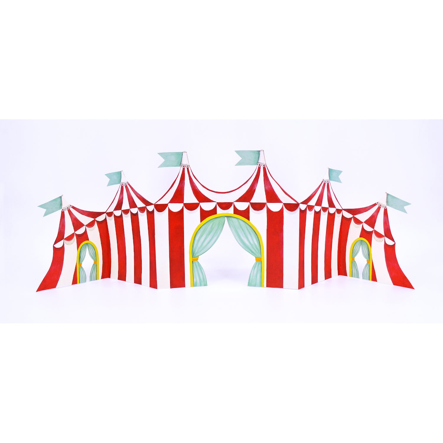 A red and white striped Hester & Cook Circus Tent Centerscape.