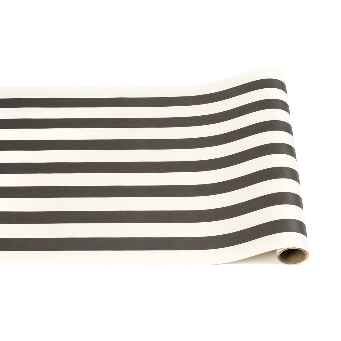 A paper roll with thick black and white stripes running down the length.
