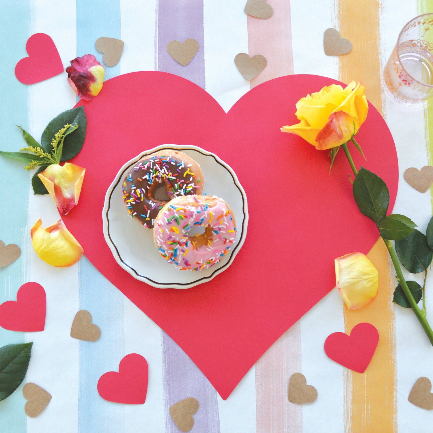 The Die-cut Red Heart Placemat on a Valentine&