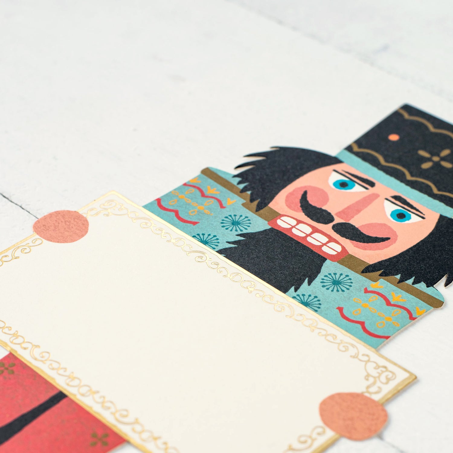Close-up of a Nutcracker Table Accent resting on a table.