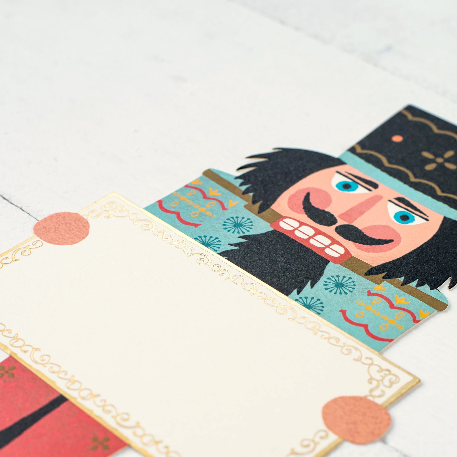 Close-up of a Nutcracker Table Accent resting on a table.
