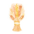 A die-cut watercolor illustration of a bundle of gold, yellow and orange wheat wrapped with a gold ribbon.
