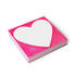 A long-lasting Chubby Heart Notepad by E. Frances on a white background with chunky notepads and pen and paper relationship.