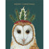 A dark green greeting card featuring a charming illustration of an owl&