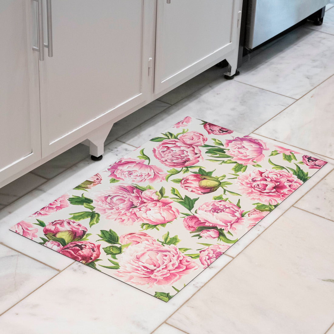 Peonies in Bloom Vinyl Floor Mat