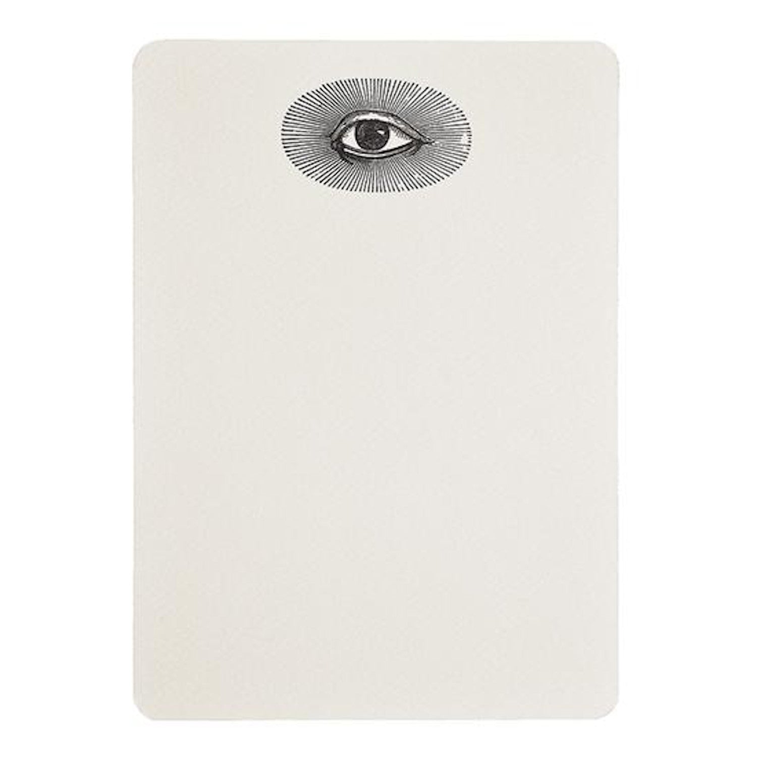 A Mystic Eye- Boxed Tails notecard featuring a single eye illustration at the top center, crafted by Folio Press & Paperie.