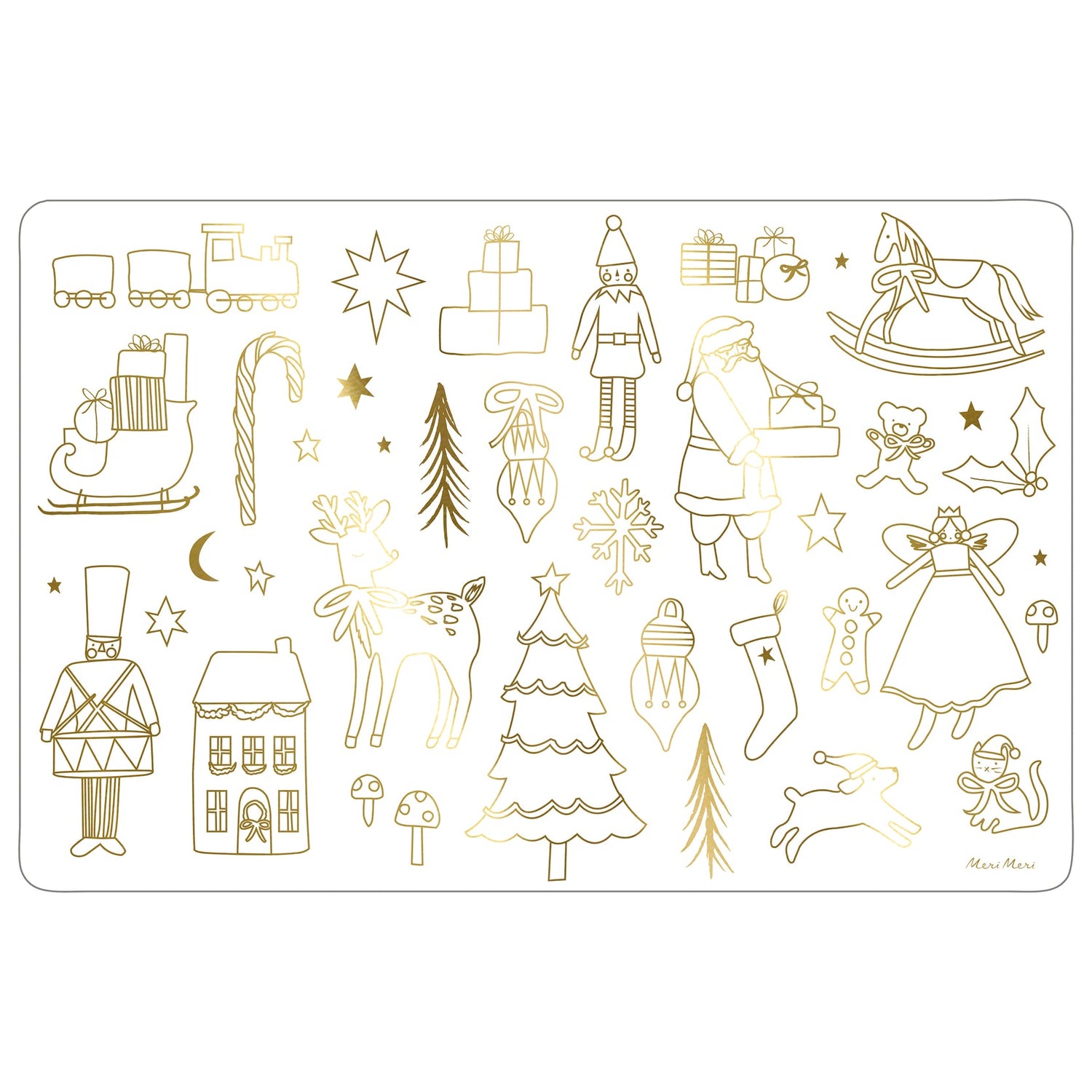 Christmas Coloring Placemat with images of holiday ephemera.