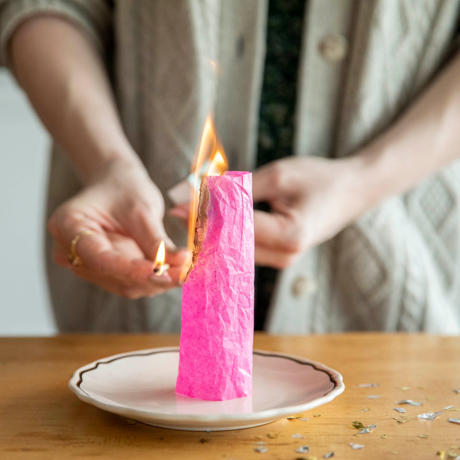 Wish Paper being lit