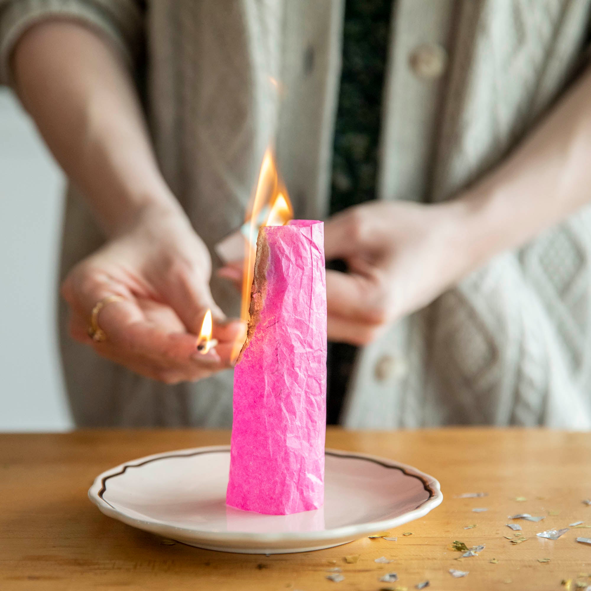 Wish Paper being lit