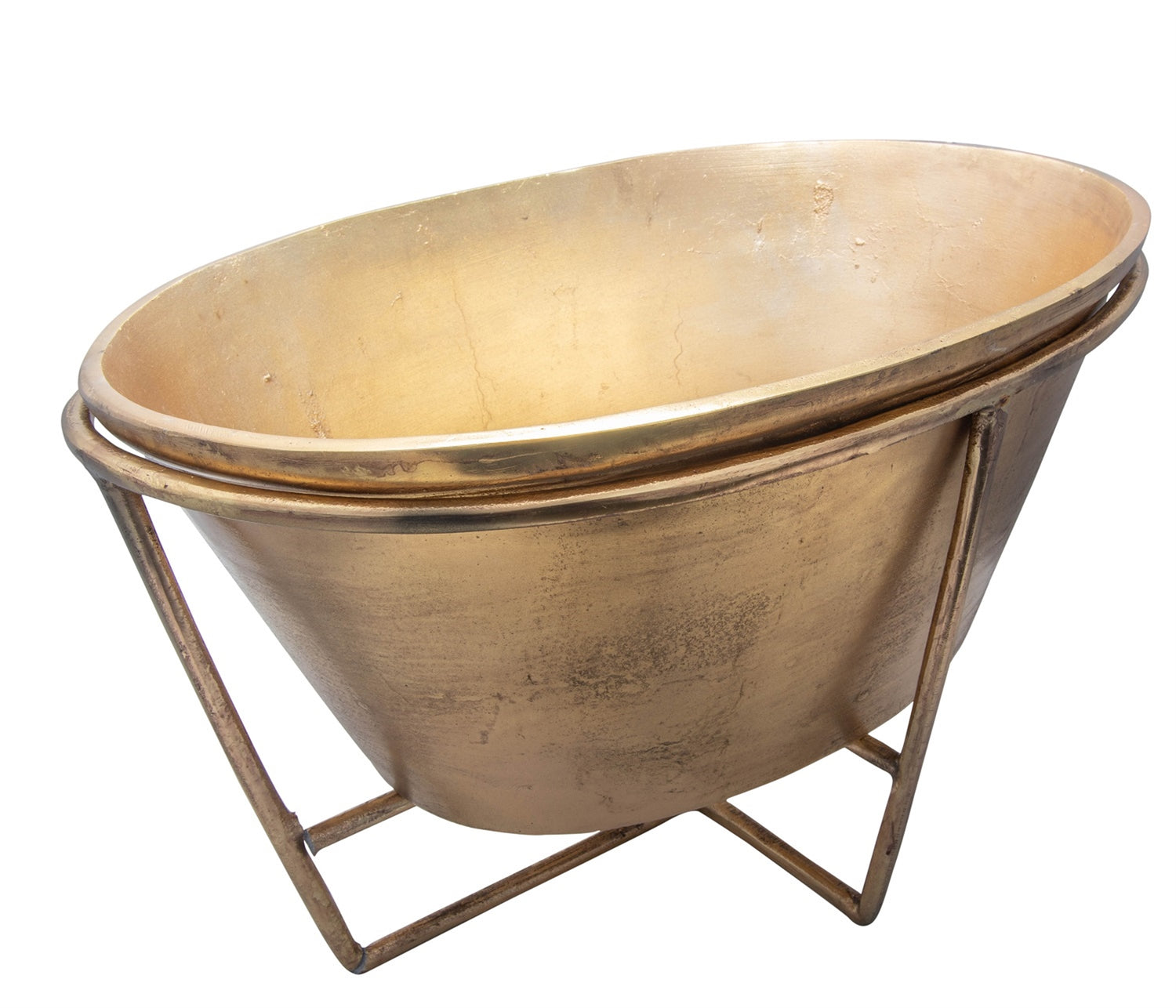 Extra Large Antique Brass Party Bucket on Stand