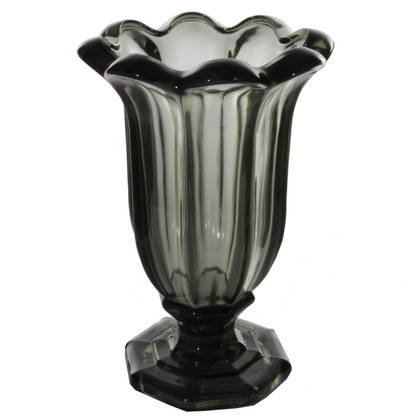 Smoke Glass Fluted Vase