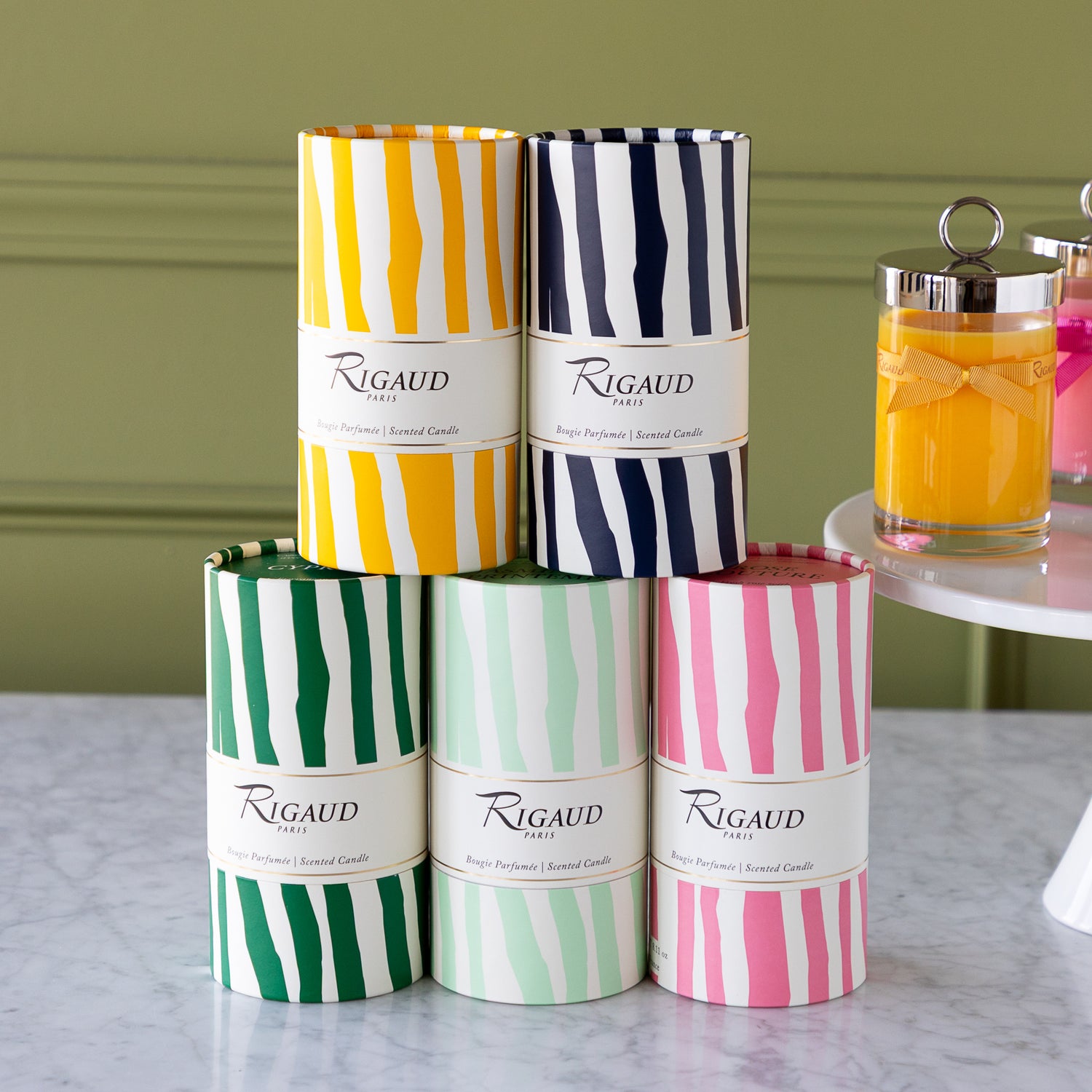 Rigaud 60g Candle boxes in 5 assorted scents.