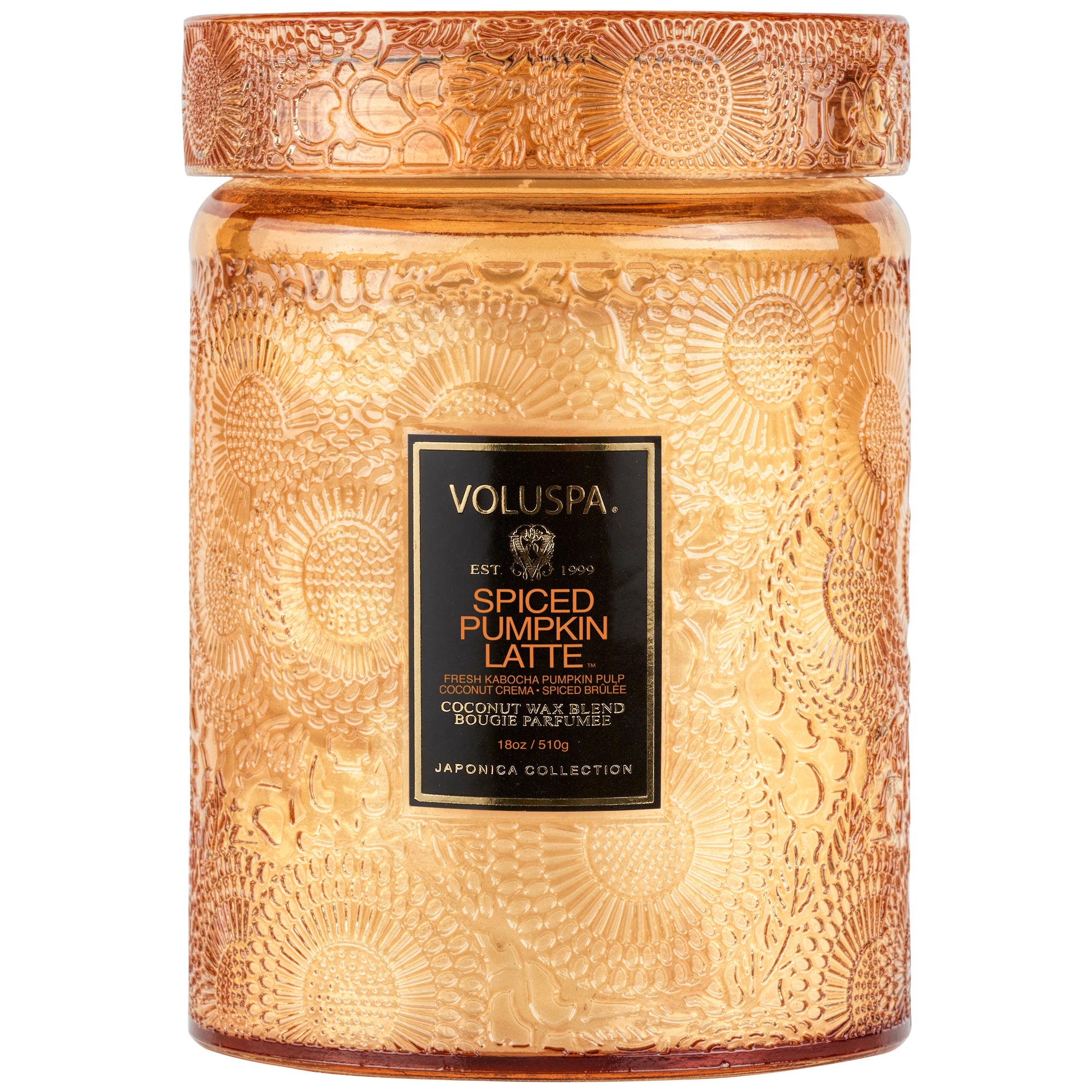 burnt orange glass Spiced Pumpkin Latte candle