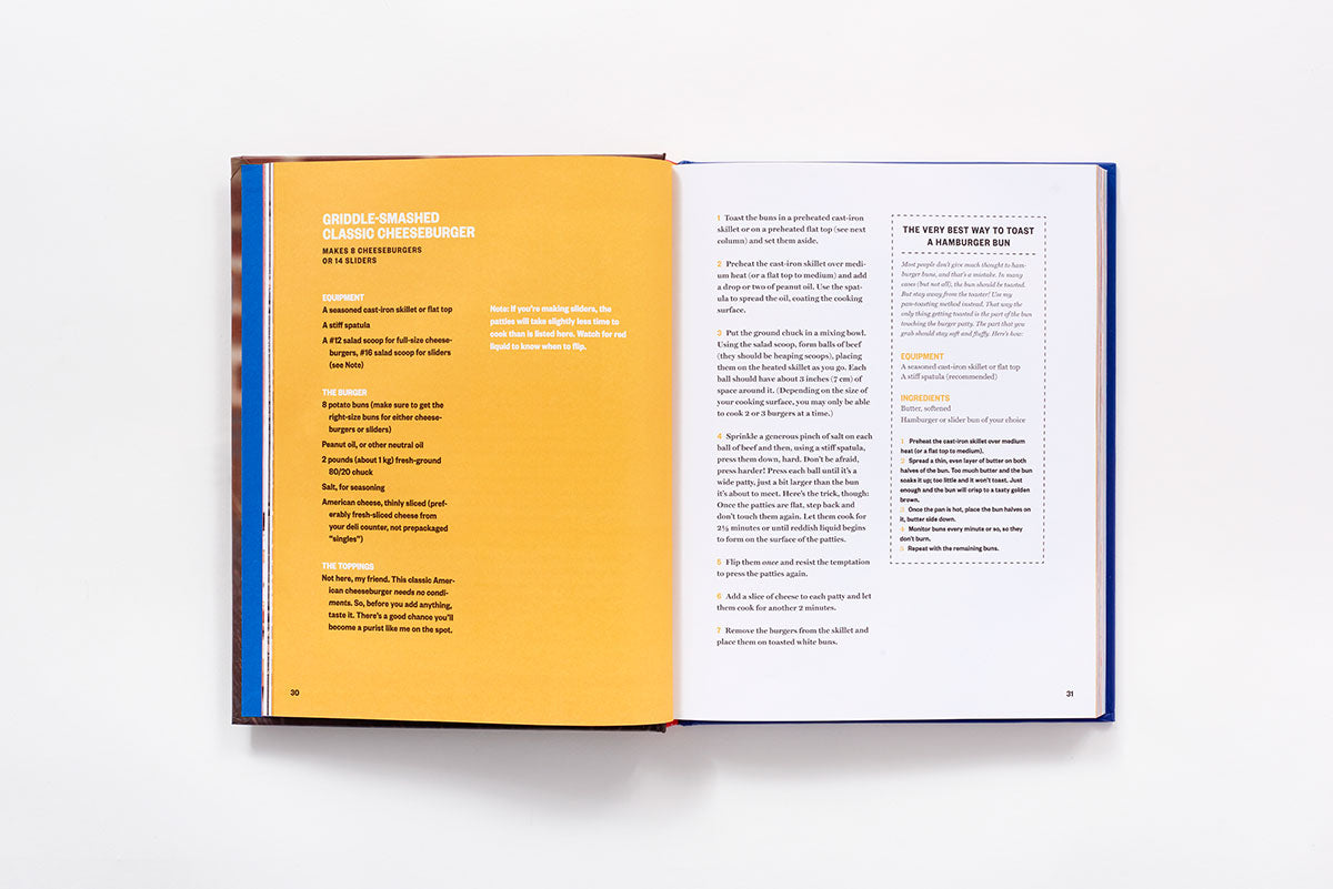 Inside page of The Great American Burger Book by George Motz.