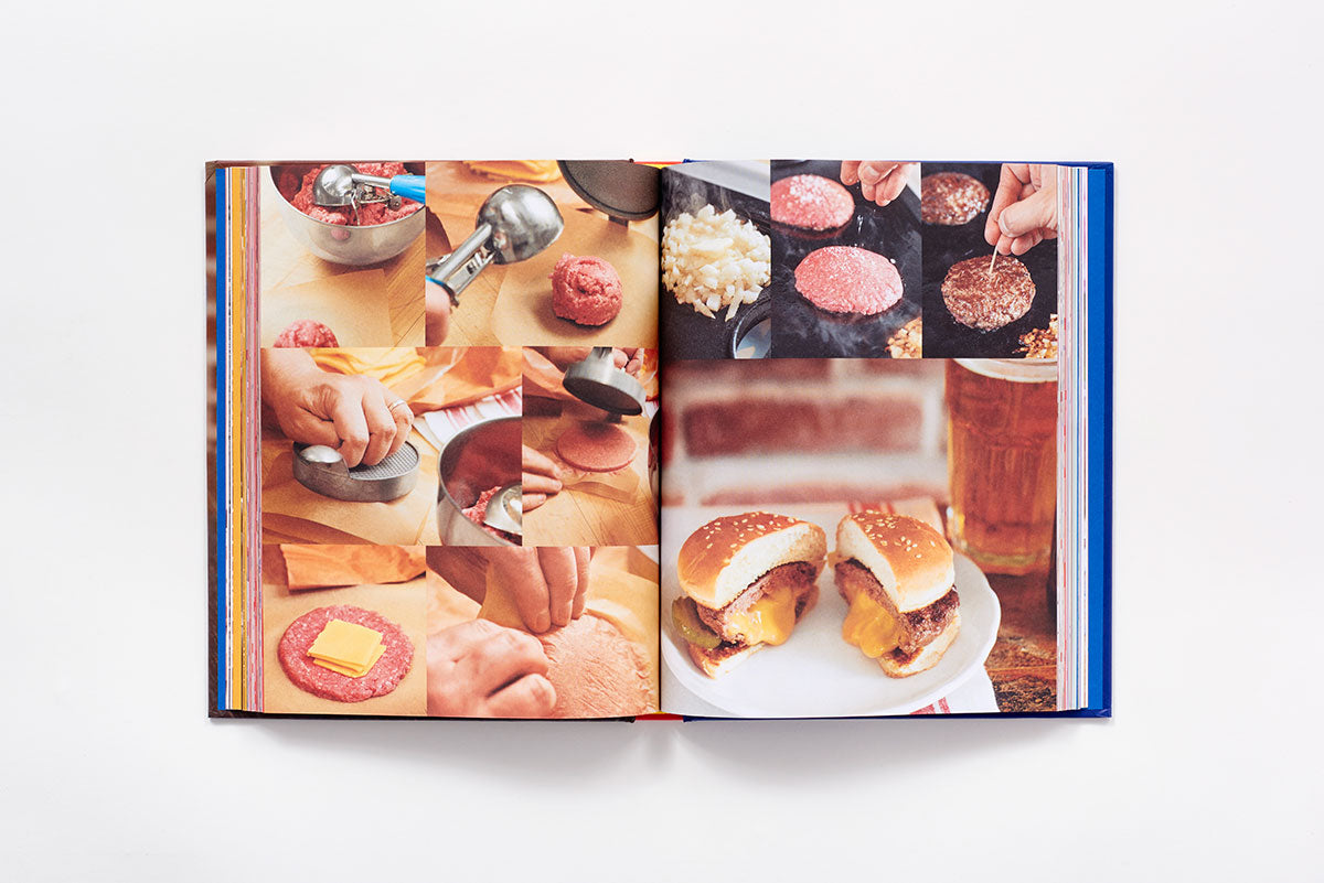 Inside page of The Great American Burger Book by George Motz.
