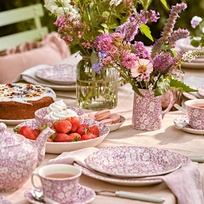 Table setting with various pieces of Burleigh Blossom Calico. 