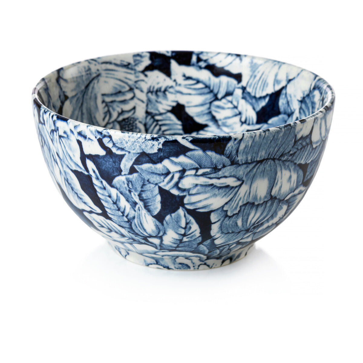 Burleigh Ink Blue Hibiscus Dinnerware Mini Footed Bowl.