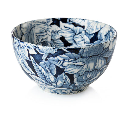 Burleigh Ink Blue Hibiscus Dinnerware Mini Footed Bowl.