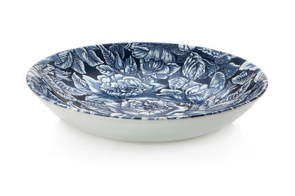 Burleigh Ink Blue Hibiscus Dinnerware Pasta Bowl.