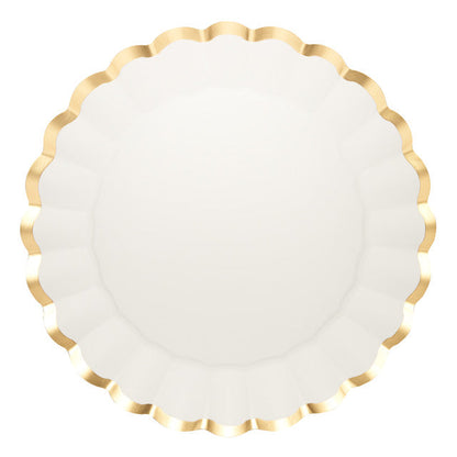 Scalloped Gold &amp; White Paper Plates