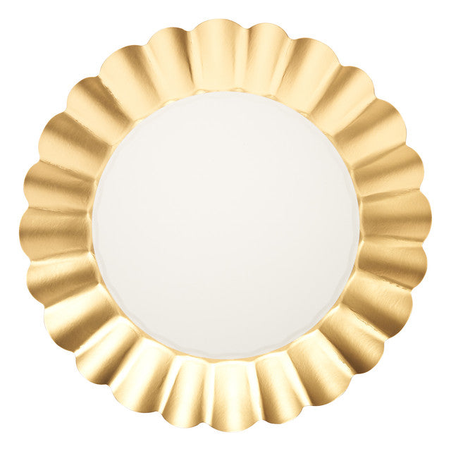 Scalloped Gold &amp; White Paper Plates