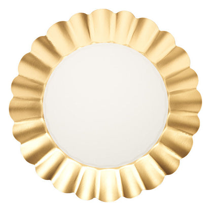 Scalloped Gold &amp; White Paper Plates