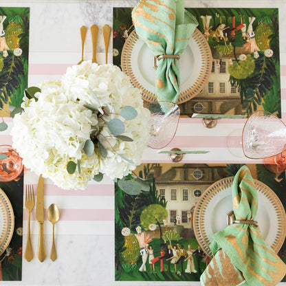 A gorgeous table setting for four featuring a High Kick Placemat under each plate.
