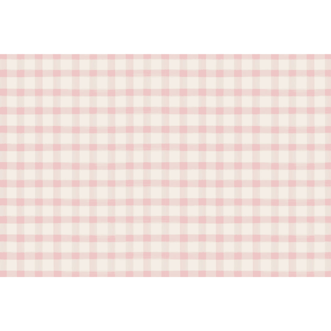 A painted gingham grid check pattern made of light pink lines intersecting at pink squares, on a white background.