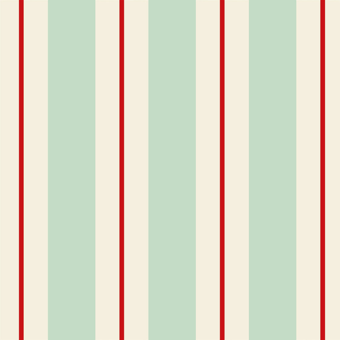Seafoam &amp; Red Awning Stripe Cocktail Napkins
