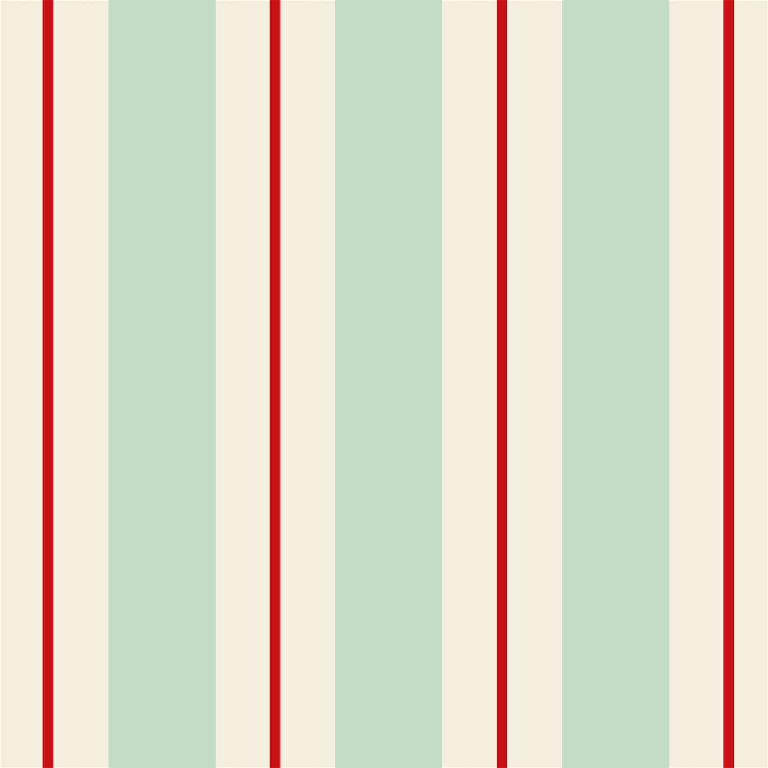 Seafoam &amp; Red Awning Stripe Cocktail Napkins