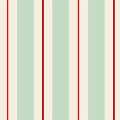 Seafoam &amp; Red Awning Stripe Cocktail Napkins