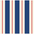 A square cocktail napkin featuring vertical navy and white stripes, with a red line running down the center of each white stripe.