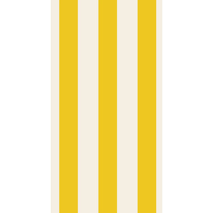 A rectangle guest napkin with vertical bright yellow and white stripes.