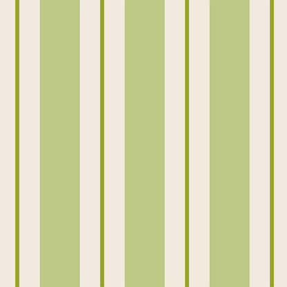 A square cocktail napkin featuring vertical light green and white stripes, with a bright green line centered in each white stripe.