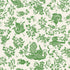 A square cocktail napkin featuring a green bird and floral pattern on a white background, inspired by the ornamental bird pattern from Burleigh.
