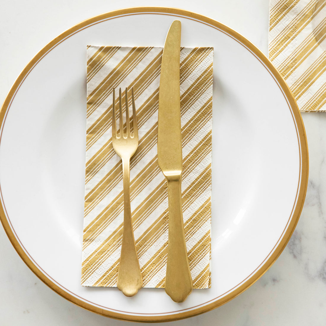 Gold Peppermint Stripe Guest Napkins