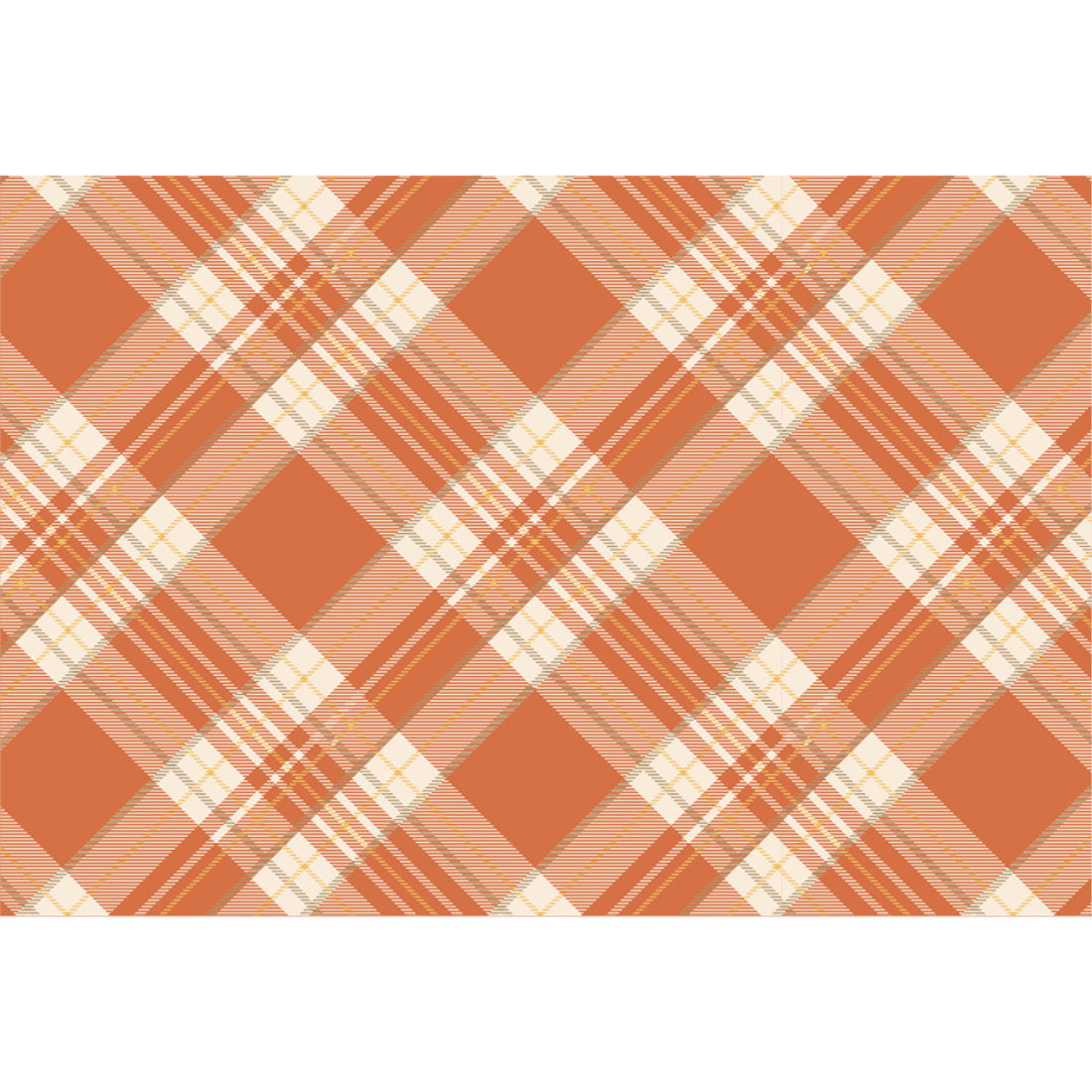 Rectangular Orange Plaid Placemat on a white background.