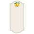 A white, rectangular card with a rounded top and bottom edge, framed with a simple double black line and adorned with a pair of vibrant yellow lemons with green leaves and white blooms at the top, leaving ample white space for personalization.